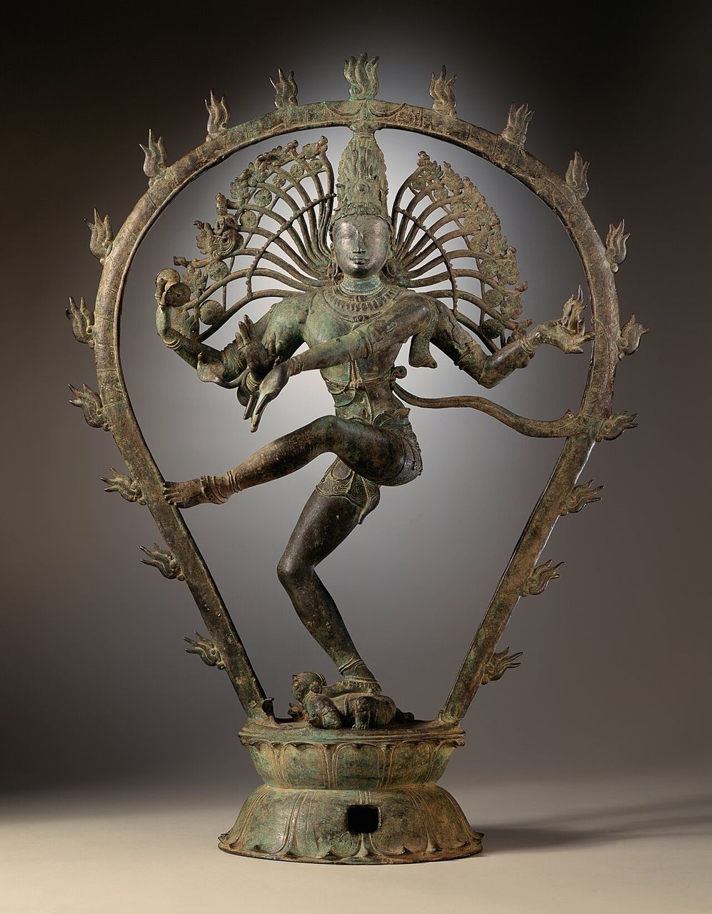 Nataraja: the raised foot gives liberation, the raised hand protection, the drum creation, and the fire destruction