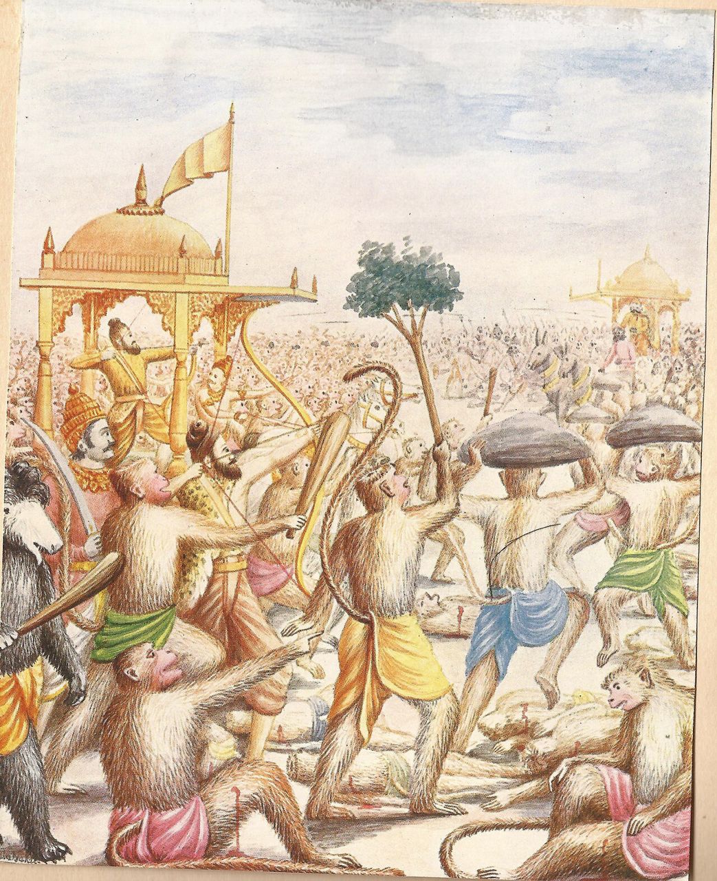 The killing of Ravana, painting by Balasaheb Pant Pratinidhi
